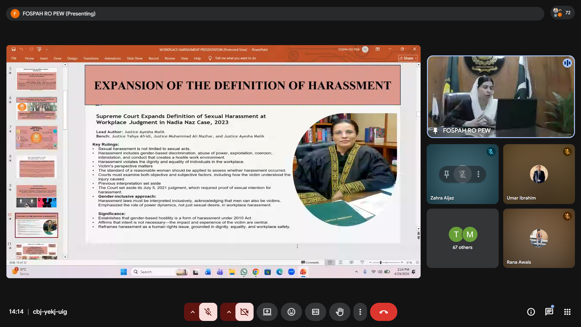 Awareness Session on Protection Against Harassment At Workplace by FOSPAH  x  ADL